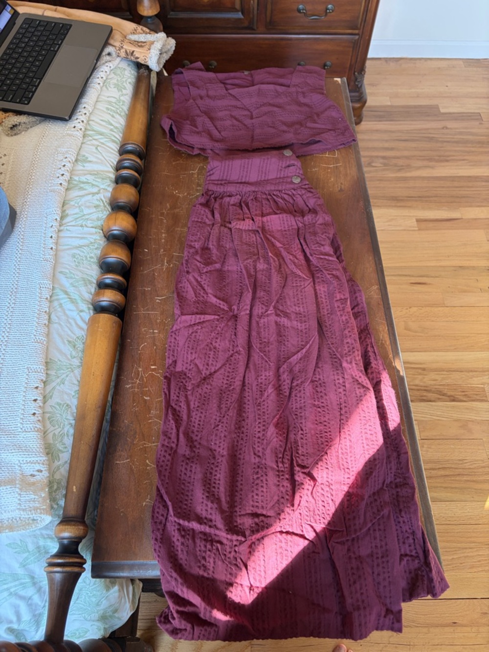 Free People Burgundy Eyelet Maxi Skirt